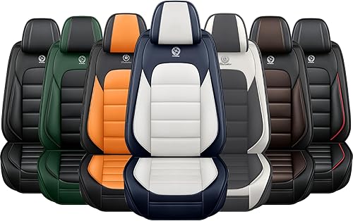 Miniatura 7 de Bitablue Fundas de asiento para Chevrolet Chevy Aveo 2004-2011, funda de asiento de automóvil de piel sintética, compatible con bolsa de aire,