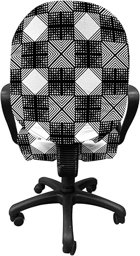 Miniatura 2 de Ambesonne Funda geométrica para silla de oficina, patrón inspirado en celosía con cuadrados simétricos, diseño modernista, funda protectora de tela