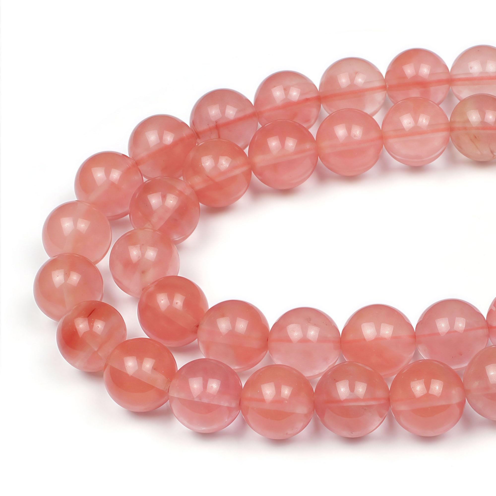MJDCB Round Stone Beads 12mm Pink Crystal Loose Gemstone Beads for Jewelry Making Bracelet Necklace 30pcs — image 1