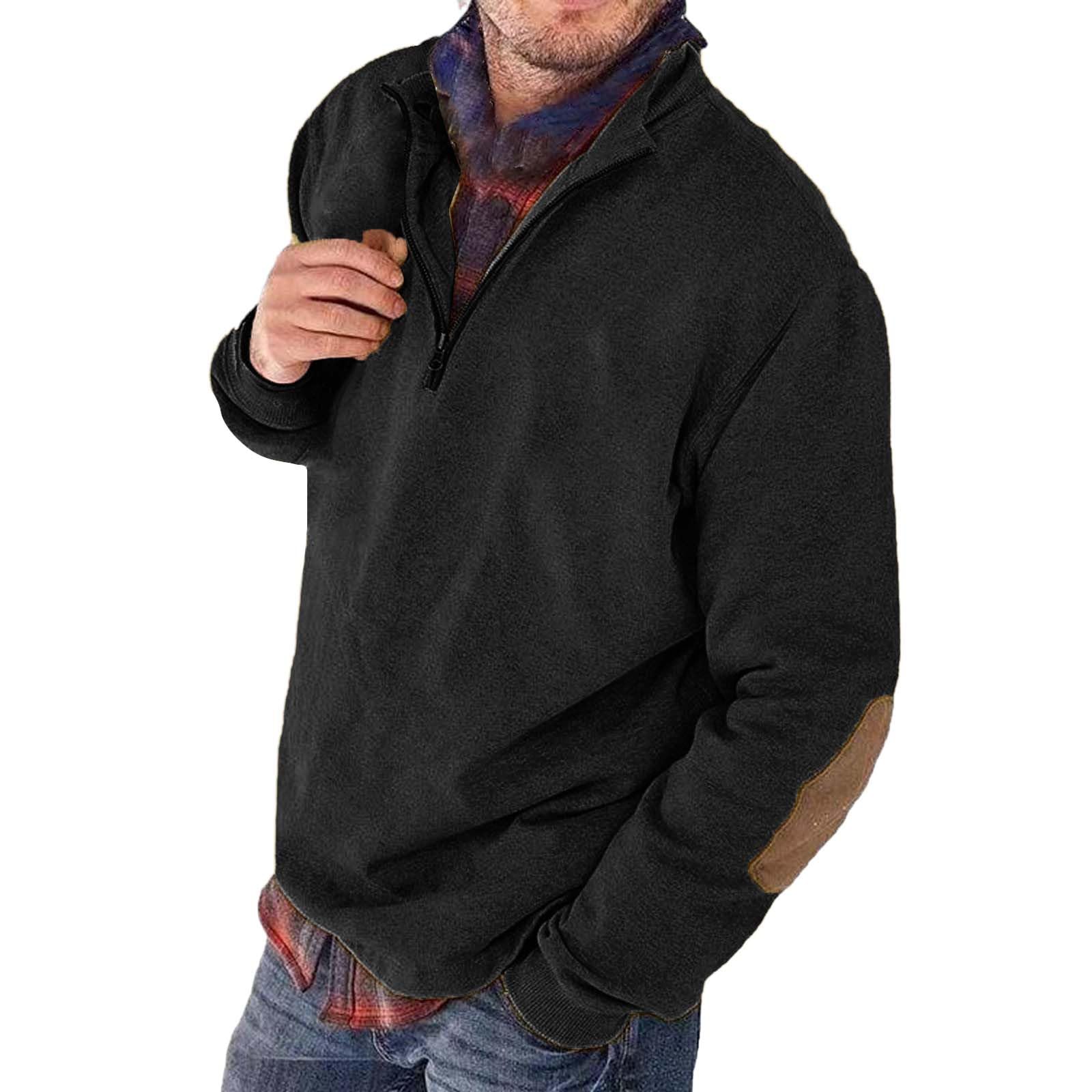 GenericMens Quarter Zip Polo Shirts Relaxed Fit Cotton Golf Hiking T-Shirts Long Sleeve Business Work Golf Tennis Collared Shirts