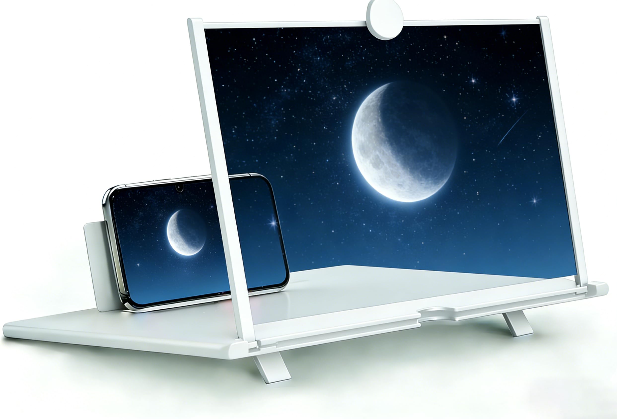 Loupe d'écran de téléphone pour regarder vos séries au lit support HD blanc