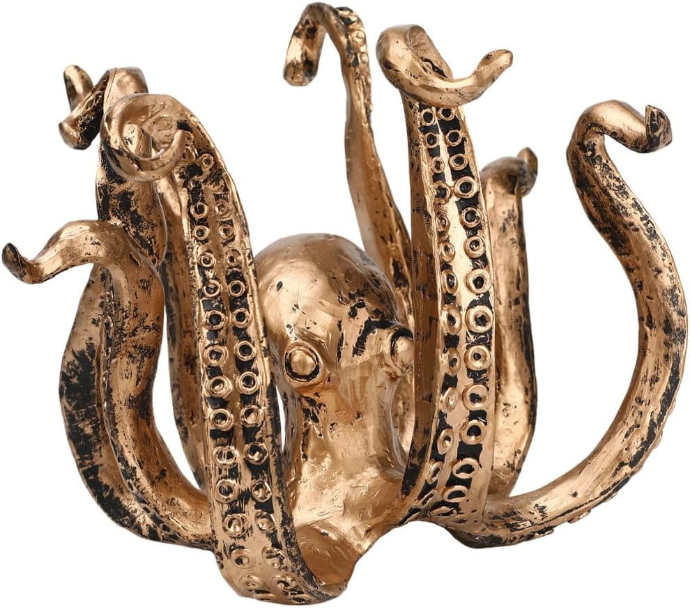 Octopus Mug Holder Vintage Black Octopus Statue Coffee Table Centerpiece, Resin Octopus Sculpture Multi-Functional Storage Mug Holder, Jewelry Holder Sculpture, for Halloween Decor Ornaments