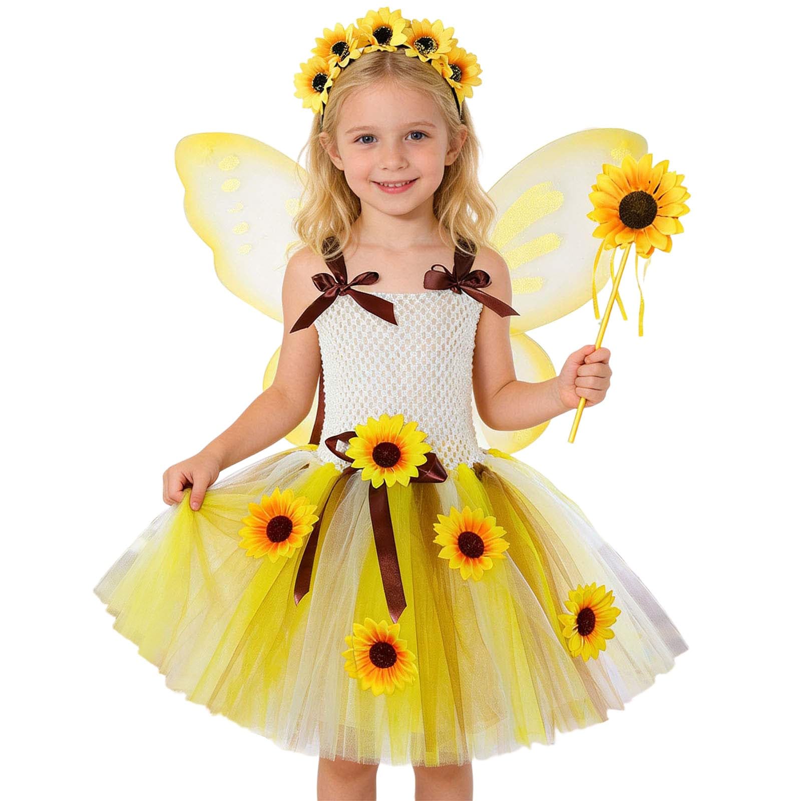 Générique Robe Fille Été Robe de Soirée et Bal pour Ado fée Tournesol s, fête flui à Tutu avec Florale séances Photo