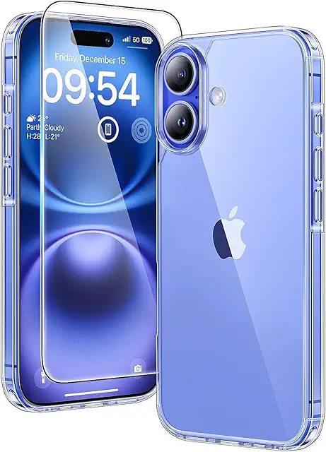 Coque TAURI iPhone 16 Transparente avec Protection Militaire et Verre Trempé