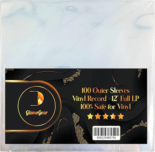 Miniatura 1 de GizmoGear - Juego de 100 fundas exteriores para discos de vinilo transparente de 3345 RPM (paquete de 100)