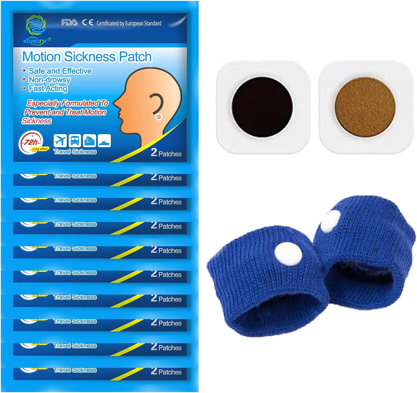 KONGDY 20 Counts Motion Sickness Patches for Cruise with 1