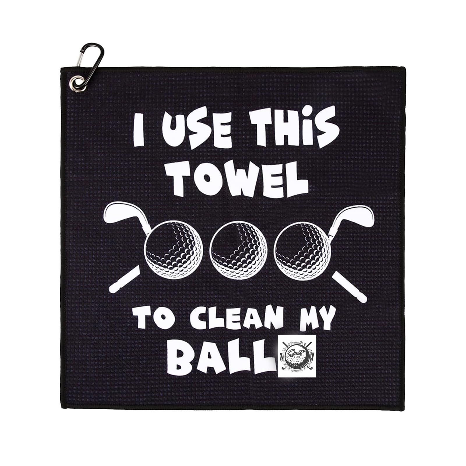 SFBSFL Golf Towel,Personalised Golf Ball Towel with Clips,Golf Accessories for Men,Novelty Golf Towels for Men Husband Boyfriend Dad Golf Fan (Black#1)