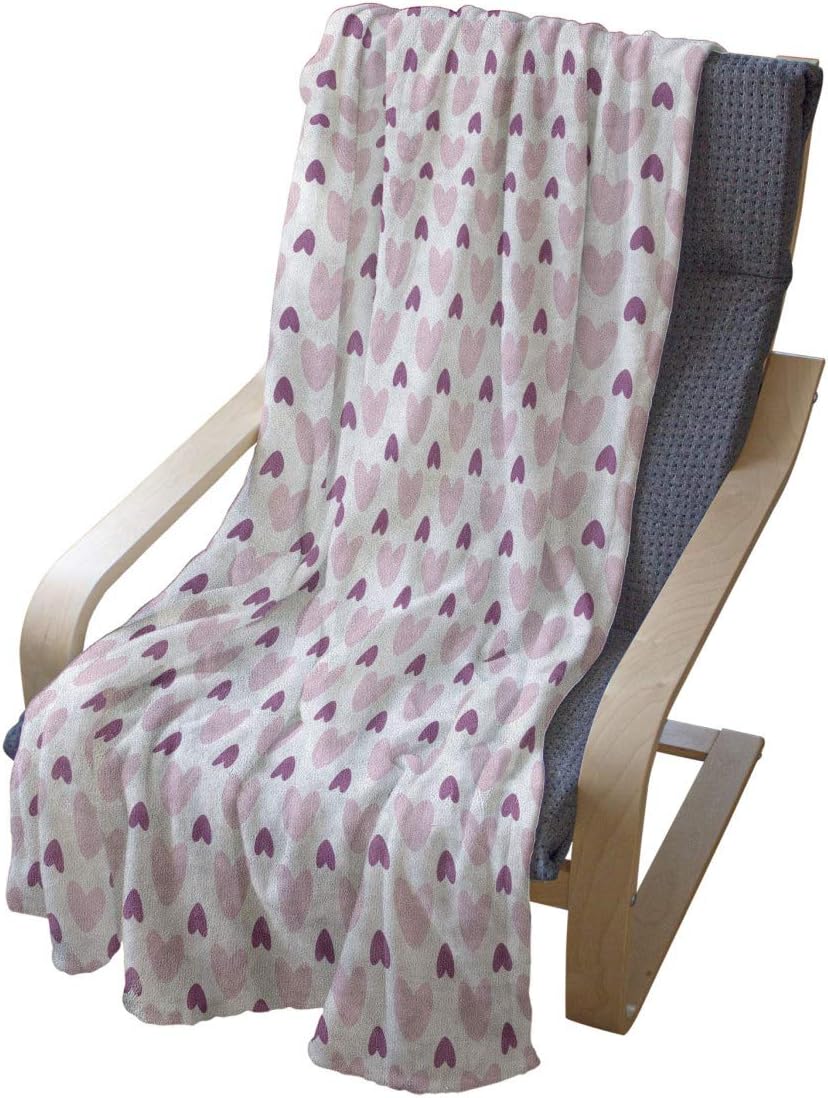 Lunarable Love Throw Blanket, Heart Valentine's Day Themed Lovers Celebration Doodle, Flannel Fleece Accent Piece Soft Couch Cover for Adults, 50" x 60", Dark Magenta Rose