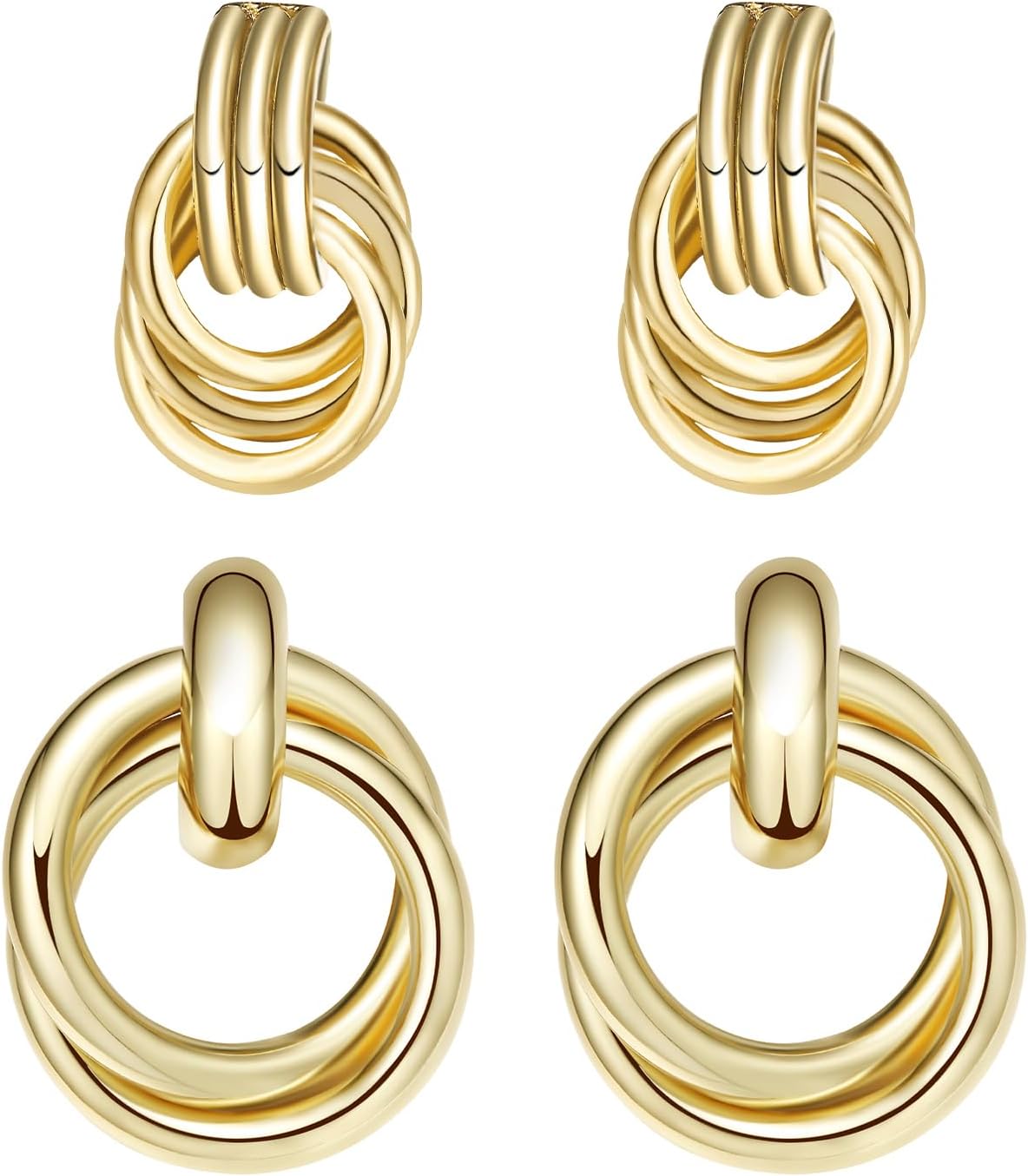 Geometric Rectangle Gold Stud Earrings Irregular Hammered Chunky Statement Square Earrings for Women Trendy