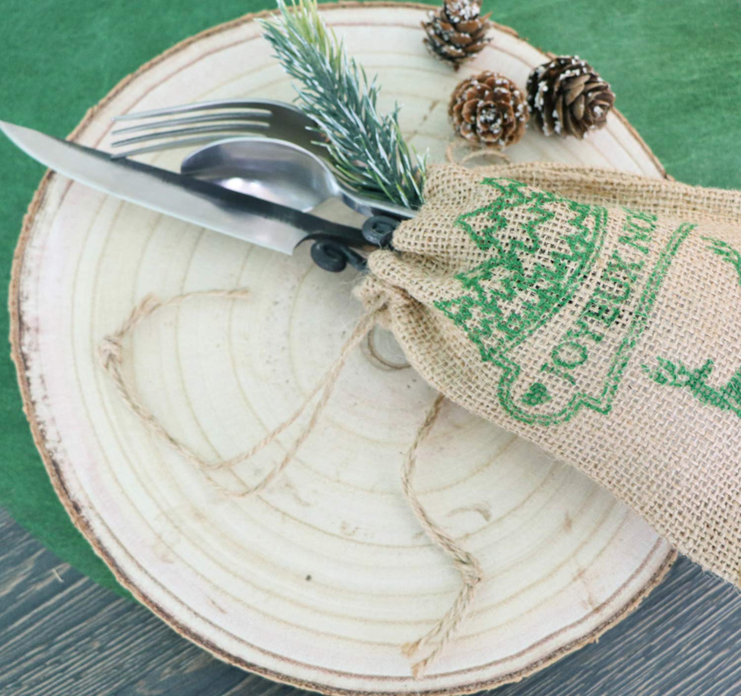 8 x Holzscheibe Baumscheiben-Set, Deko Hochzeit, 24 cm Tisch-Deko Lifestyle