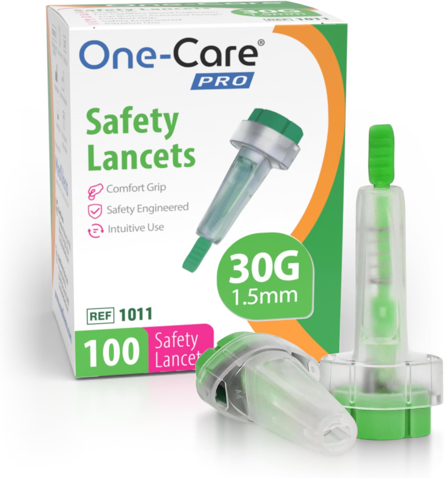 PRO Safety Lancets, 30G, Push-Button Activated, Sterile, 100 Count