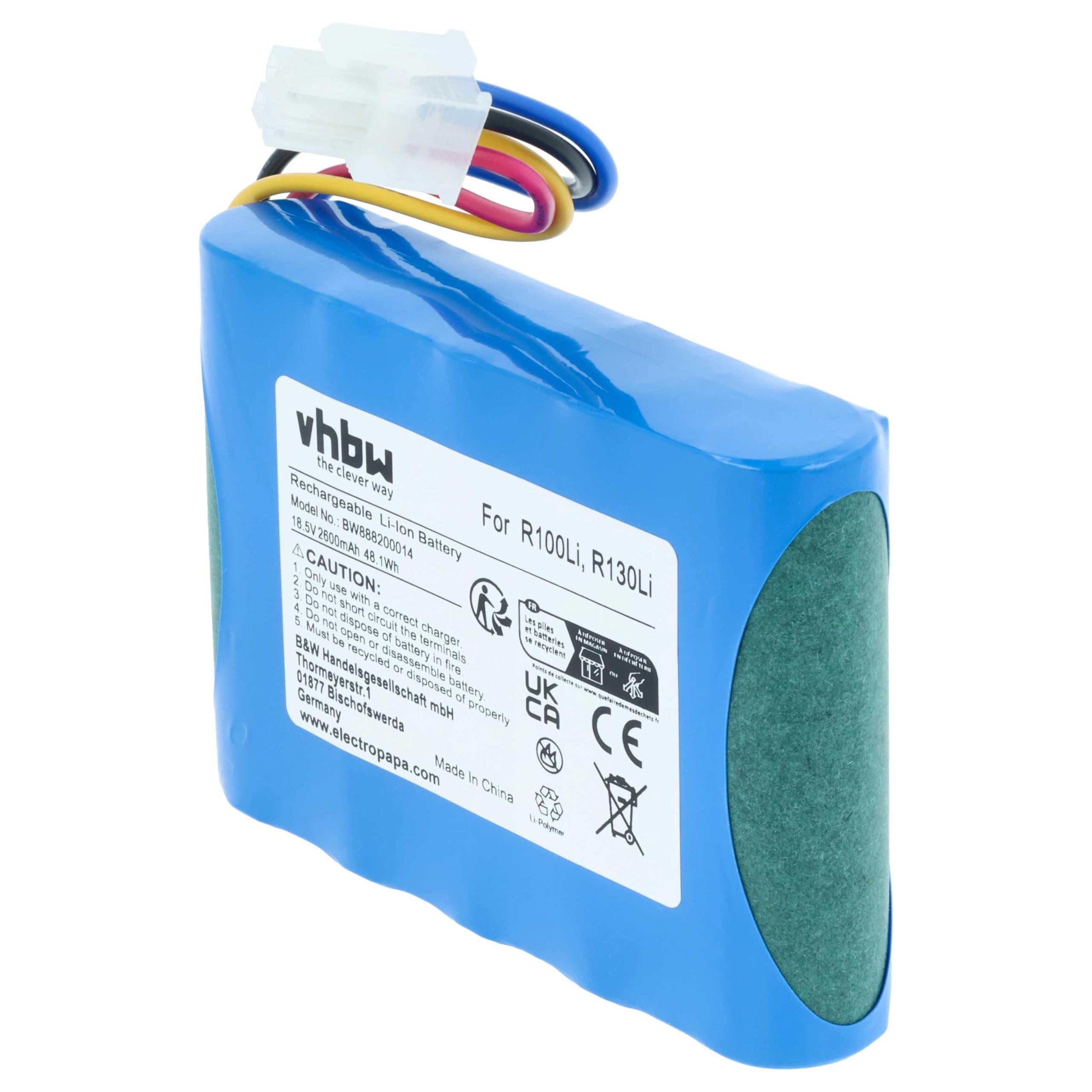 vhbw 1x Fuente alimentación, 1x bateria 2600 mAh, 1x Cable Baja tensión de 10 m Compatible con Flymo EasiLife 500 (2002), 800 (2002) cortacésped
