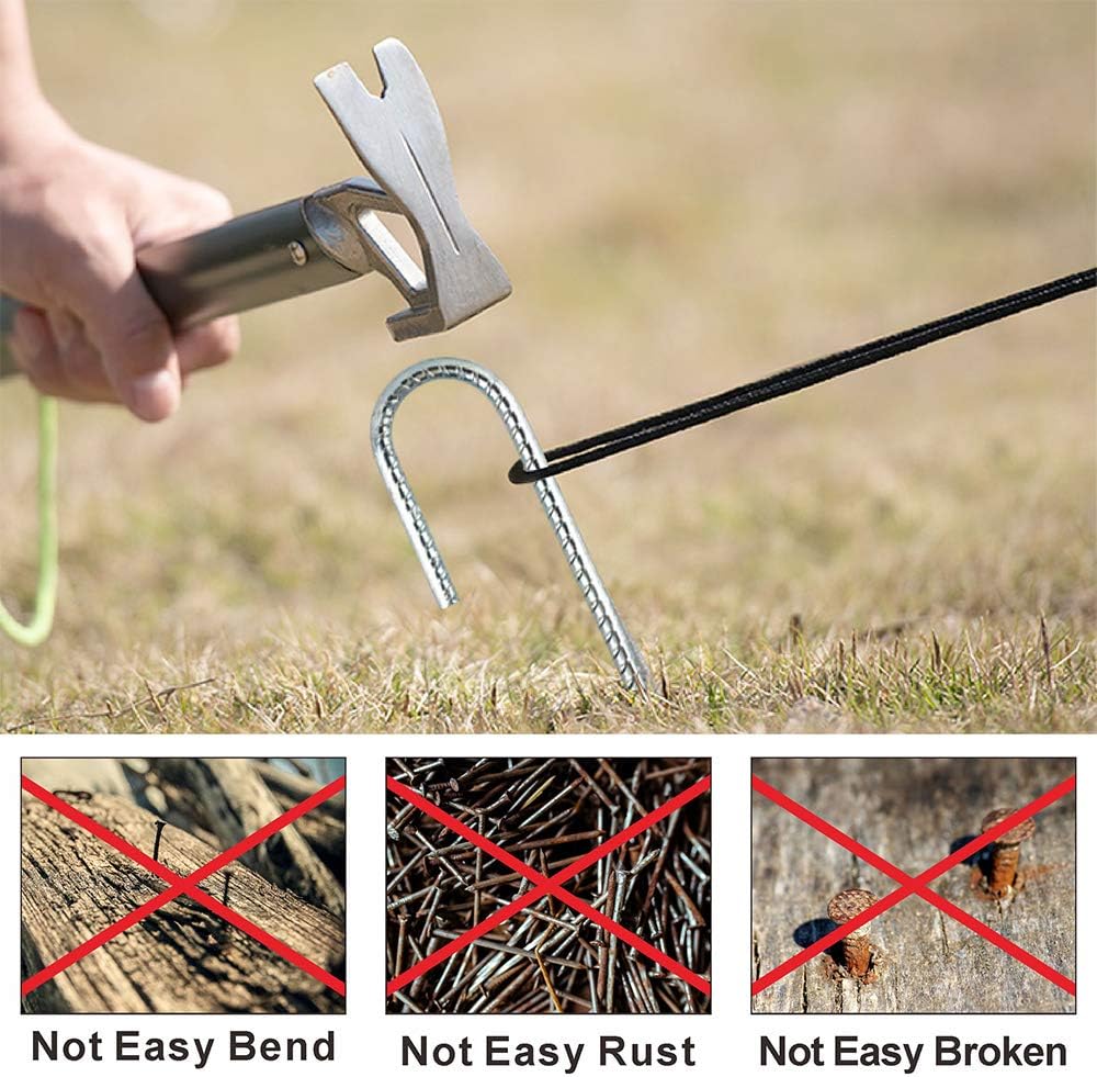 12 Inch Galvanized Rebar Tent Stakes Heavy Duty J Hook Ground Anchors, Curved Steel Plant Support Garden Stake with Chisel Point end for Fence Stakes, Canopies, Sheds, Swing Sets(10Pack, Sliver) : Patio, Lawn & Garden