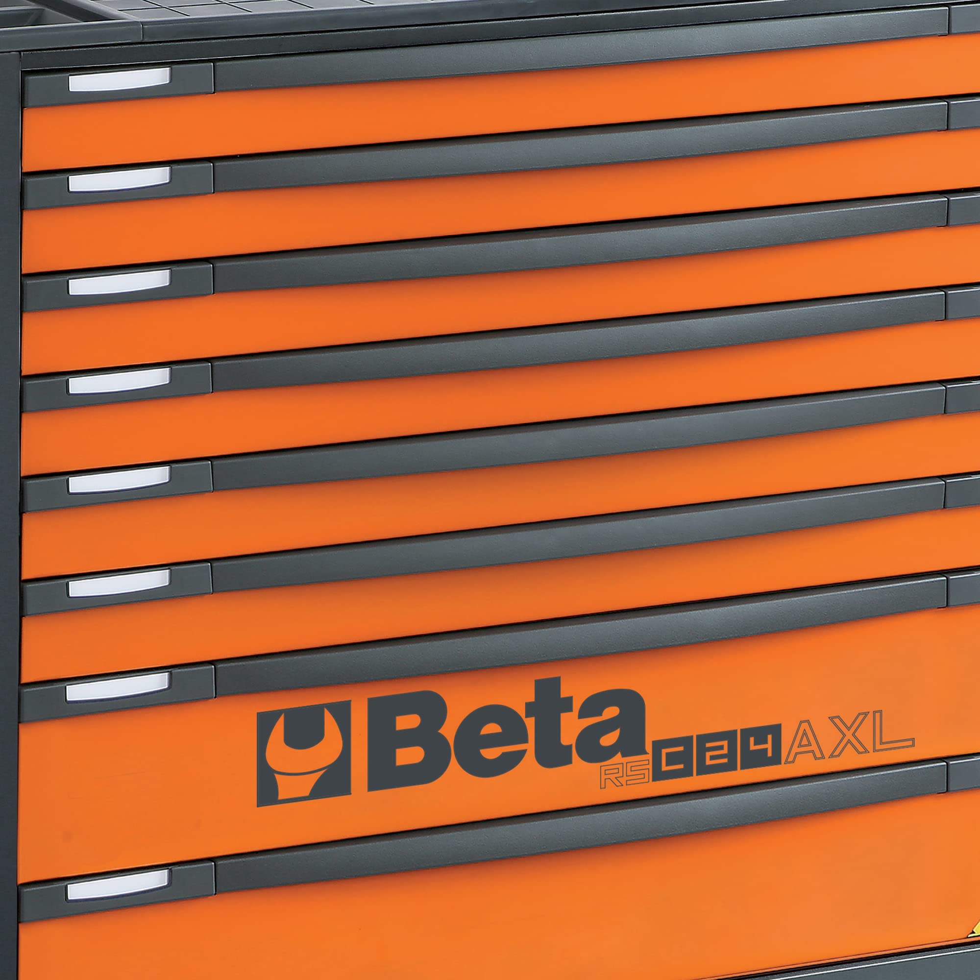 Beta - RSC24AXL/8-O skrzynka narzędziowa 8 szuflad, z zabezpieczeniem przed przewróceniem, długi model 882 x 367 mm pełne wysuwanie, zamontowana na szynach teleskopowych na łożyskach kulkowych, pomarańczowa, 024004281