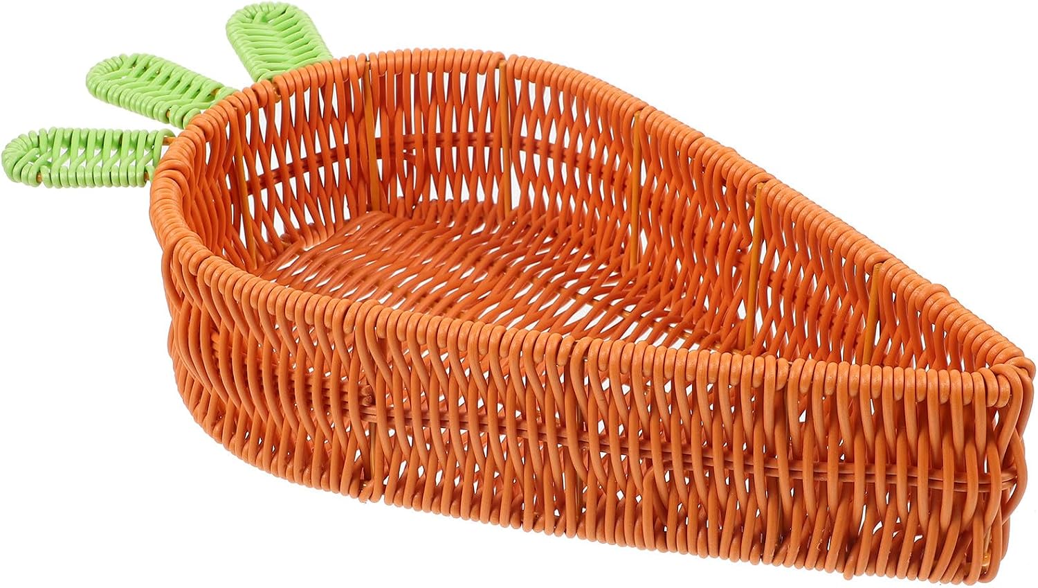 NUOBESTY Rattan Carrot Shaped Basket Easter Handwoven Wicker Fruit Snack Basket Serving Tray Tabletop Organizer for Kitchen Home Office 14. 17 X 7. 67 X 2. 75 Inch