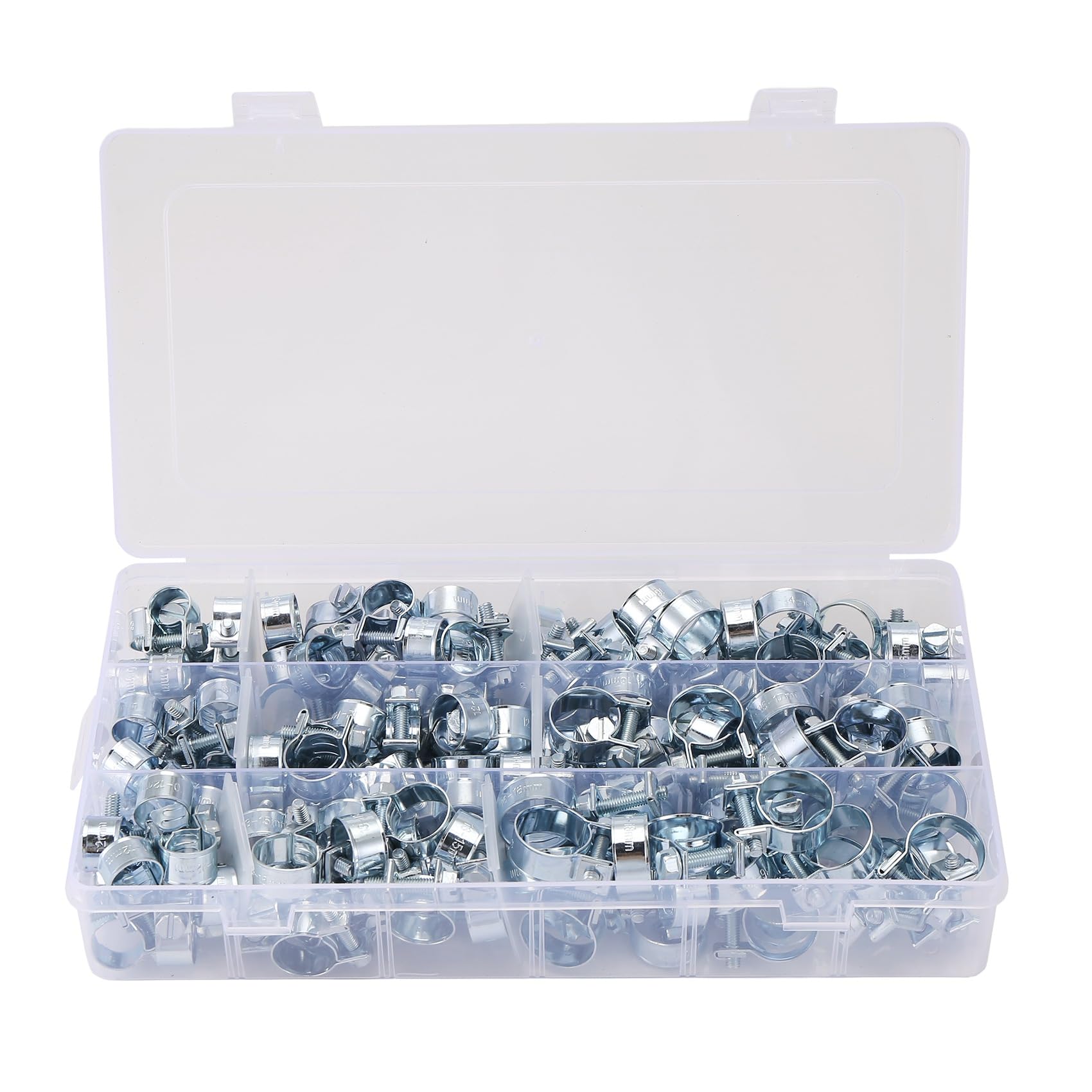 PokFhgur 135Pcs Hose Clamp Double Ears Clamp 8-18mm Worm Drive Water Hose Pipe Clamps Clips Hose Clamps Assorted Kit