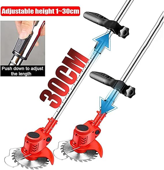 Weed Wacker Cordless Grass Trimmer Electric Weed 90~120cm Retractable, 3 Kinds of Lawn Mower Accessories, 24v Electric Cordless Garden Trimmer with Battery and Charger for Garden