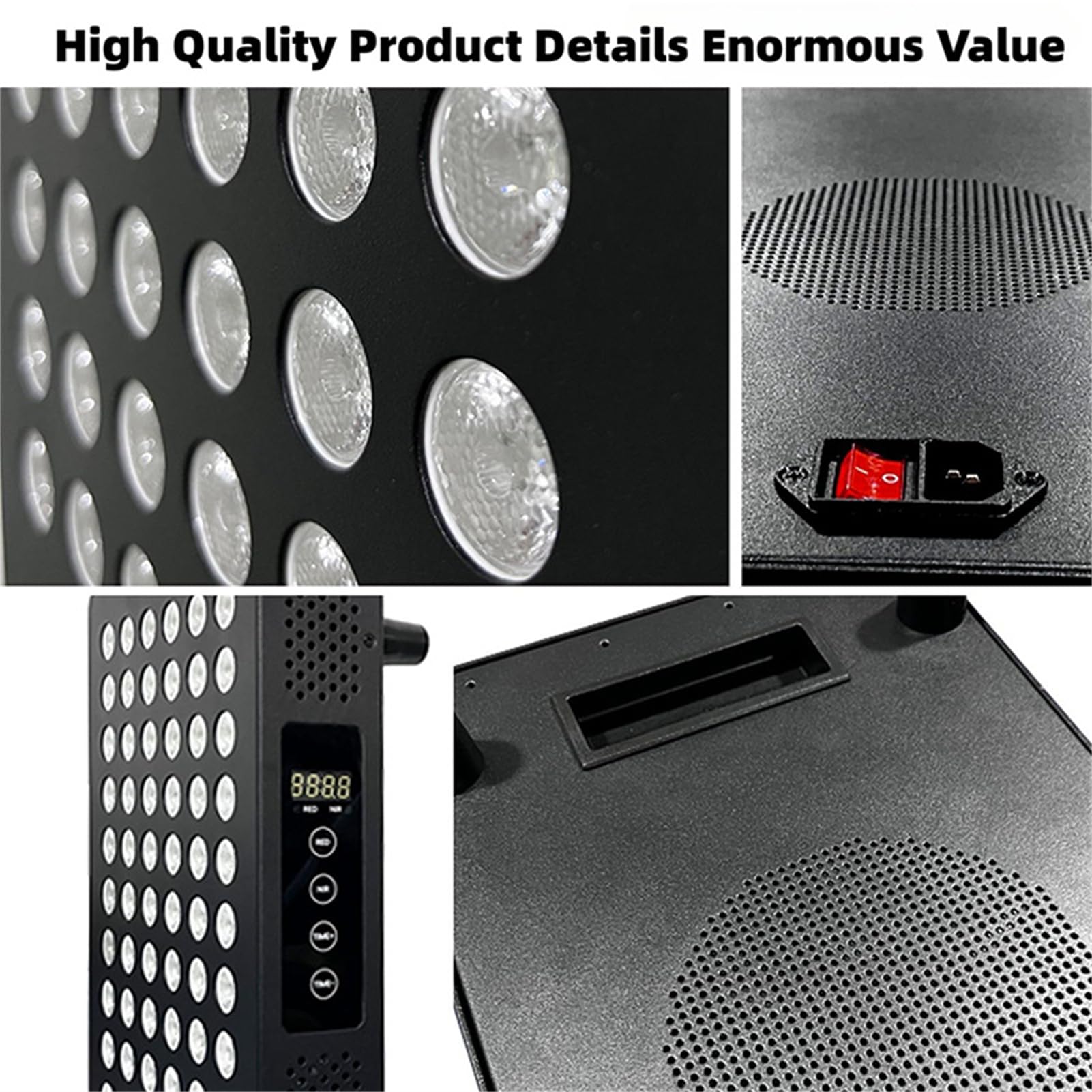 GOURIXIN Panel de Terapia de luz roja, Rojo Cerca de Infrarrojos 180 LED de Chips duales, Temporizador Incorporado, Grado clínico, para la Cara y el Cuerpo