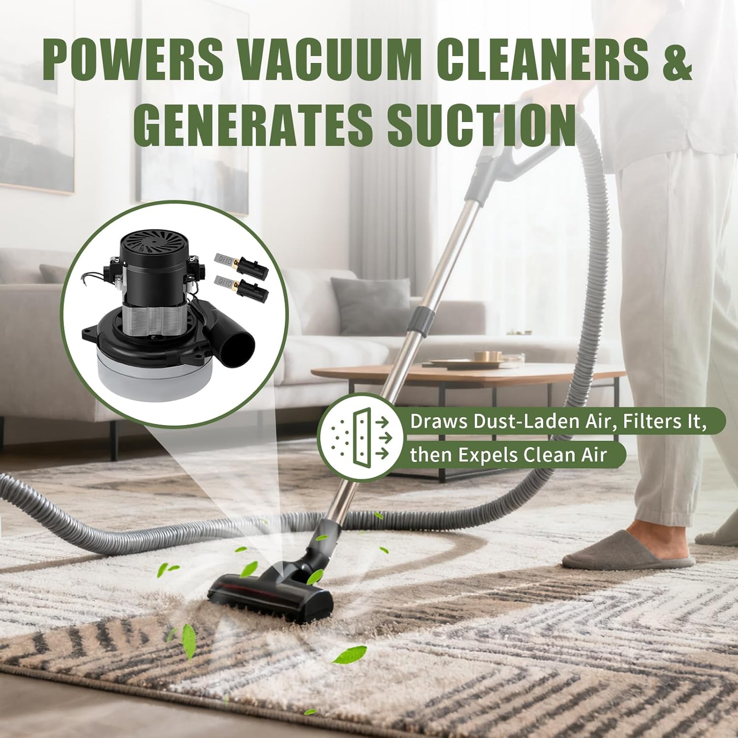 116472-13 116472-00 Vacuum Motor Replacement, 120V 2-Stage Electric Vacuums Pump Blower Motor Compatible with Ametek Lamb or Central Vacuums, Boat Lifts, Industrial Cleaning, Bathing Systems