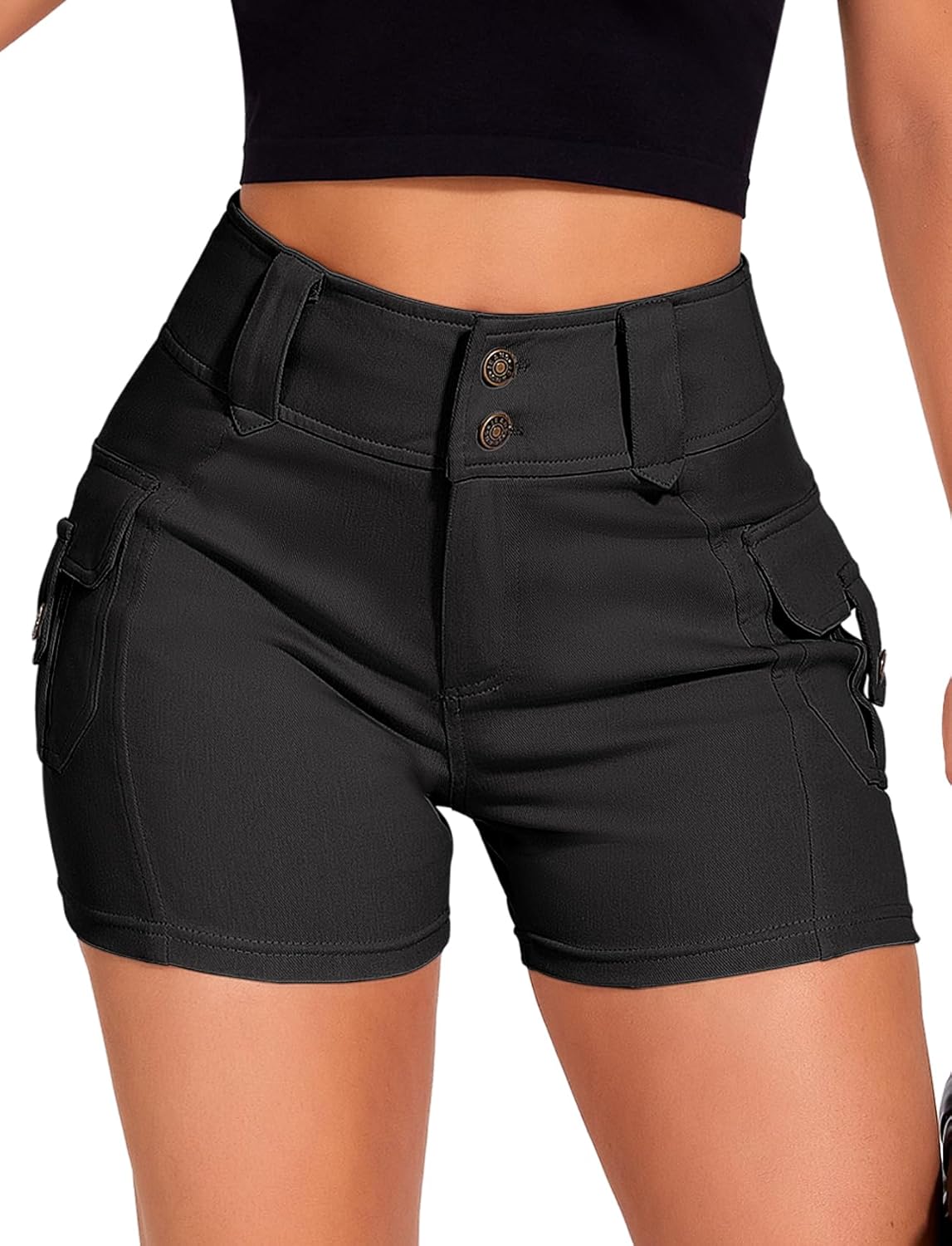 SEASUM Women Cargo Jeans Shorts High Waisted Cut Off Casual Summer Stretchy Utility Mini Y2K with Pocket
