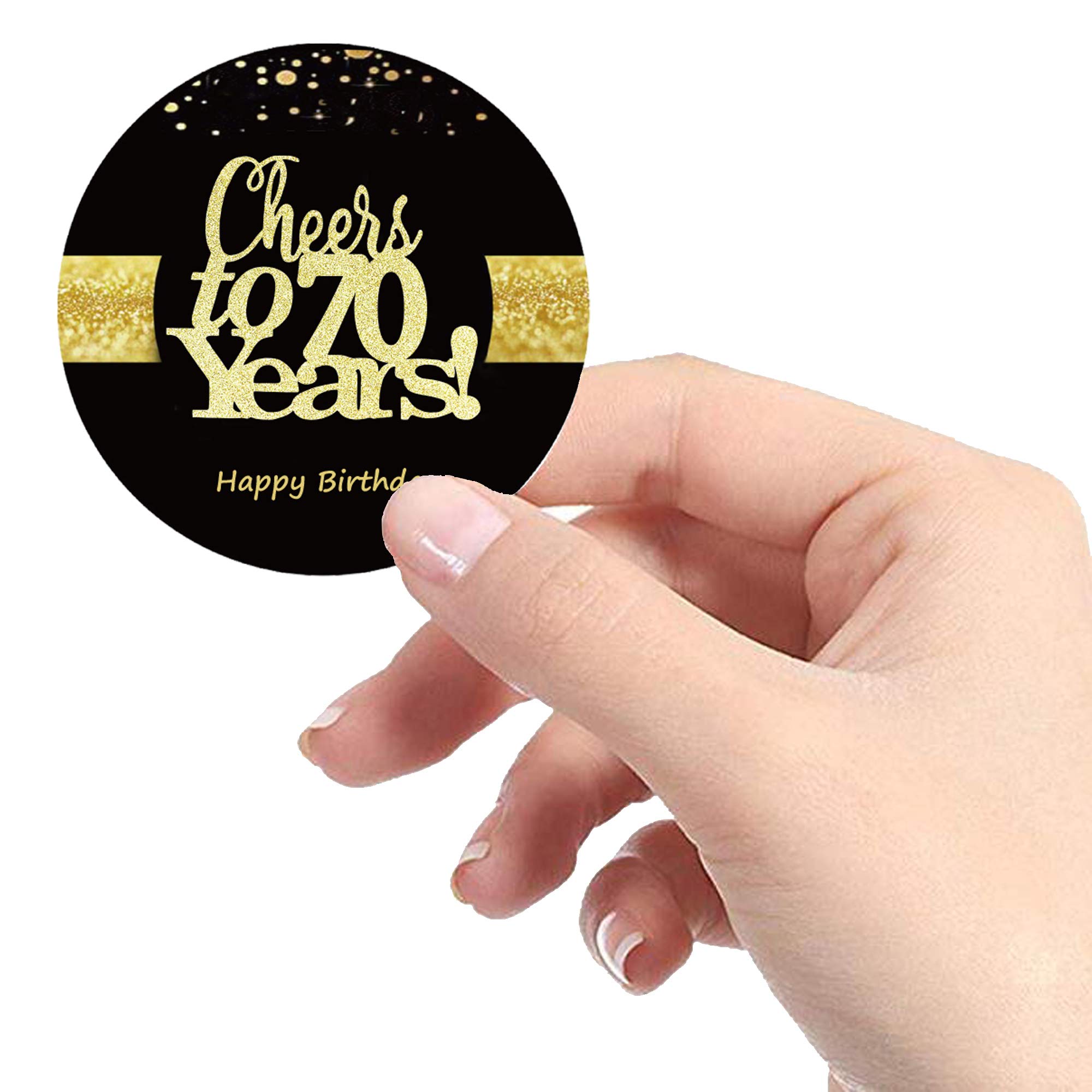 50 Stück Runde Aufkleber „Cheers To 70 Years“ – 5 Cm Durchmesser Für 70. Geburtstag