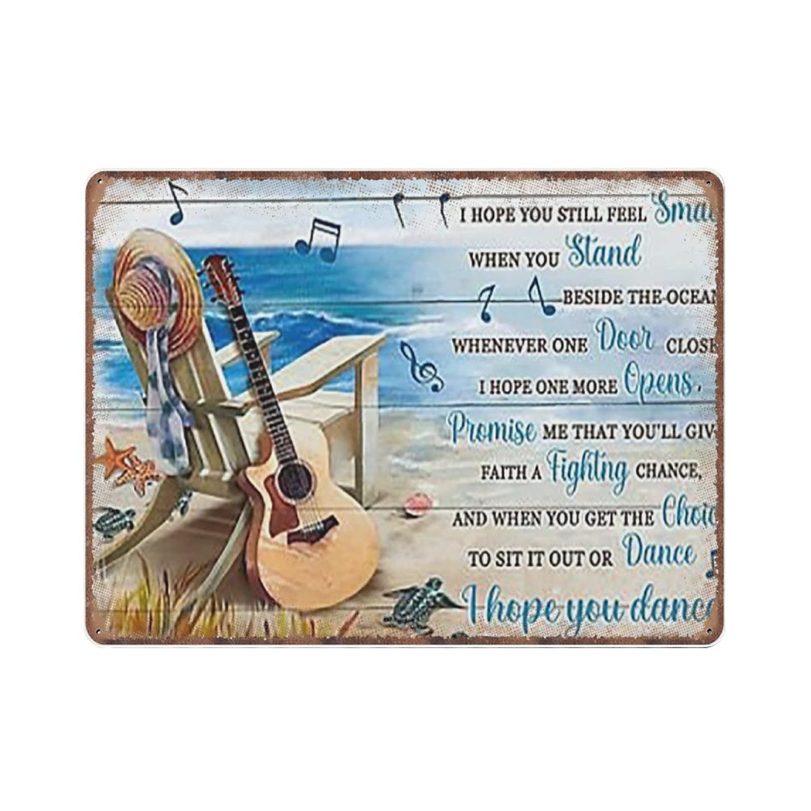 Gqwjksz Material_tin 16 Guitar I Hope You Dance Father's Day Mother's Day Tin Signs Retro Funny Metal Sign Vintage Poster Wall Art For Kitchen Garden Bathroom Farm Home Coffee Decor Tin Sign, 30X40 Cm