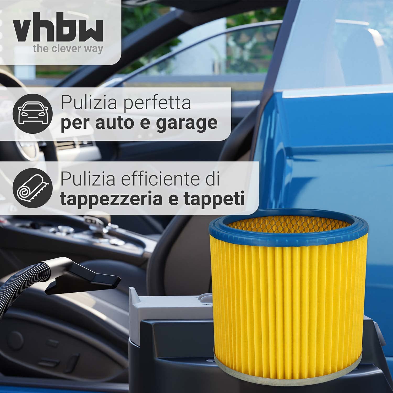 vhbw 5x filtro a pieghe piatte compatibile con Einhell AS 1400, 1250