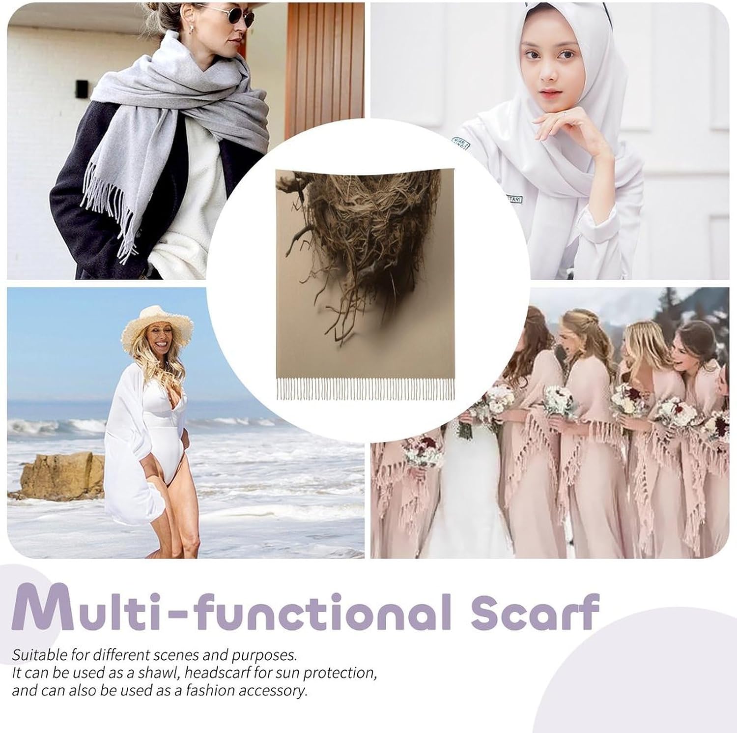 Birds Nest Scarf for Women Men Classic Fashion Blanket Scarves Soft Cashmere Feel Scarf Cold Weather Warm Long Shawl Winter Large Scarves Classic Blanket Scarfs Thick
