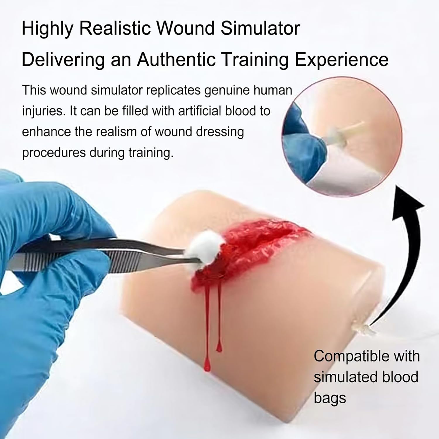 Modelo de entrenamiento de heridas para simulación de laceración, silicona elástica suave para el cuidado de heridas y práctica de vendaje, ideal para enseñanza en el aula y respuesta de emergencia