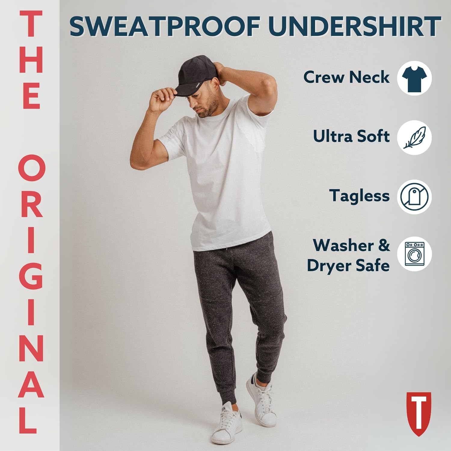 Men's Sweatproof Undershirt - Cotton Crew Neck - Original Fit - with Sweat Pads - Image 6