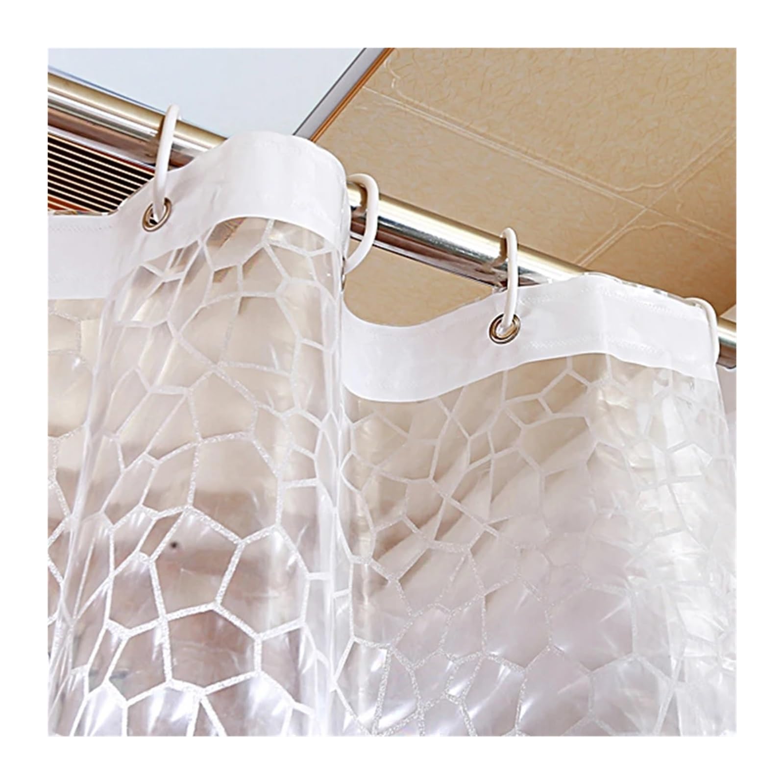 Cortinas De BañO Cortinas de Ducha Transparentes, Gruesas, Impermeables, for baño, bañera, Cubierta de baño Ancha y Grande con Ganchos(120x180cm WxH)