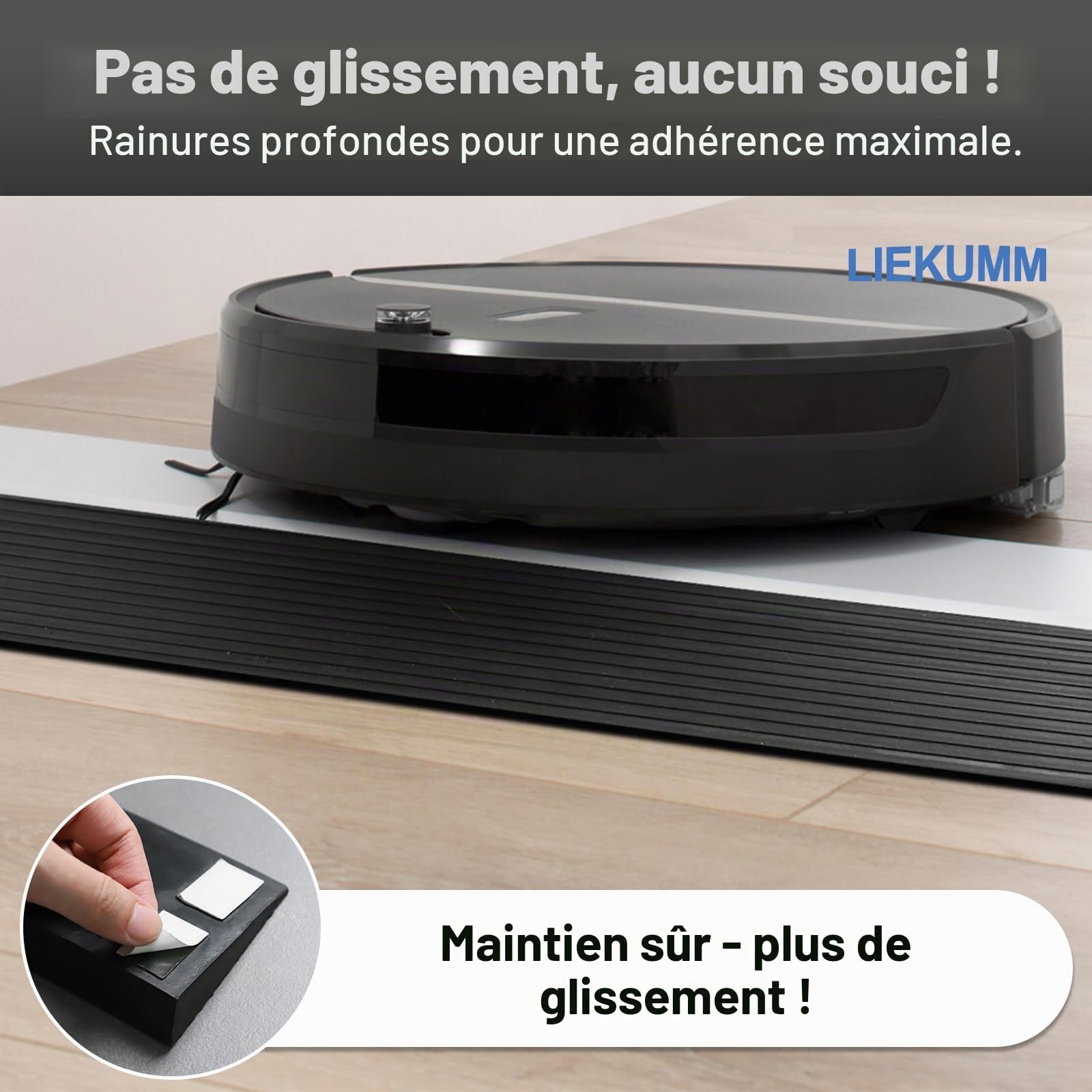 LIEKUMM Rampe de seuil 1 cm, Coupeable Caoutchouc Rampe Fauteuil roulan | Capacité 650 kg Rampe de Seuil Autocollante, Solide, Utilisable en Intérieur et Extérieur, Pour Couloirs et Salles de Bain