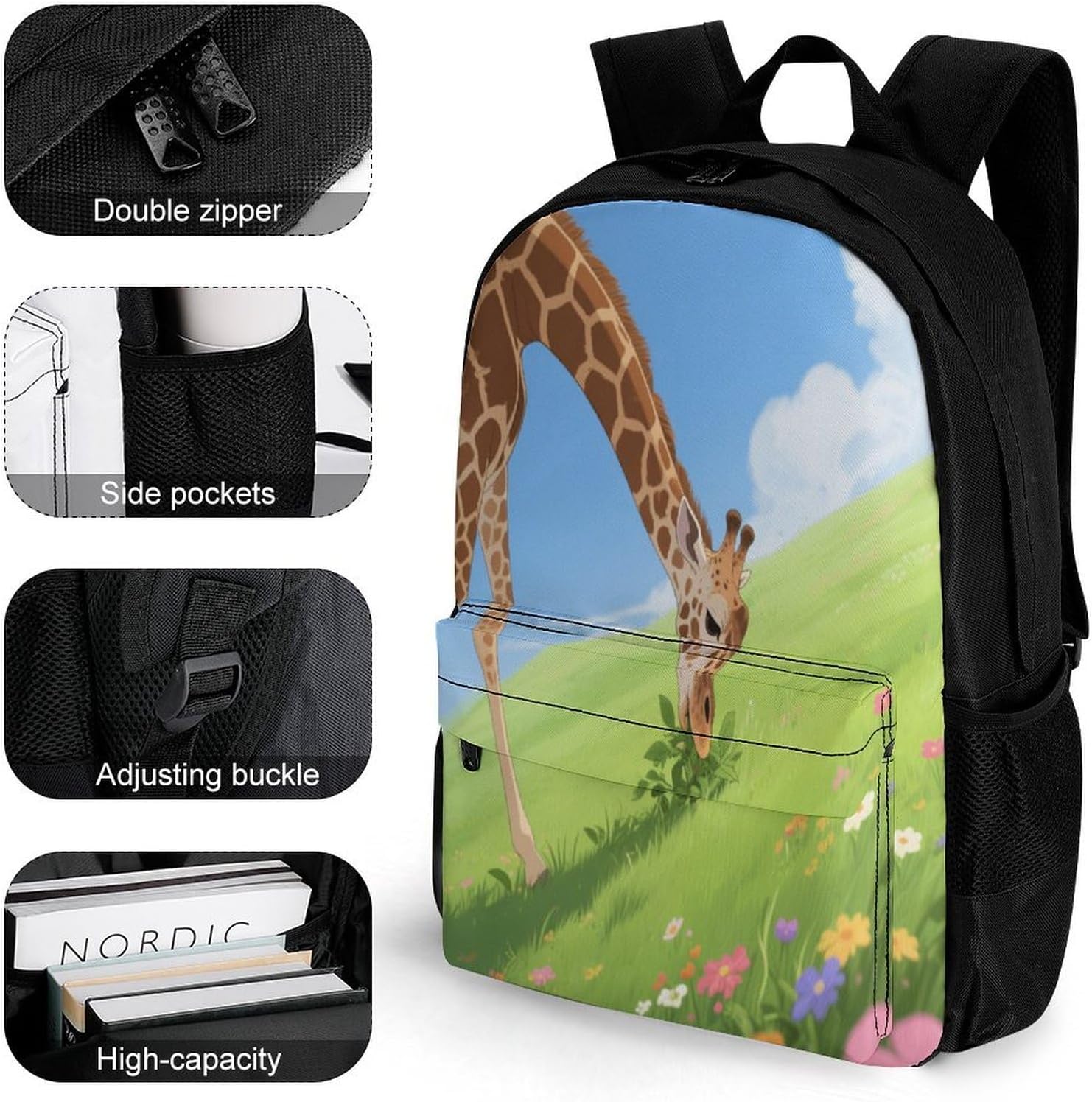 Giraffe Backpack Daypack Travel Backpack | Lightweight Casual Laptop Backpack for Women Men Aesthetic Travel Bag for Weekender Business Hiking Outdoor