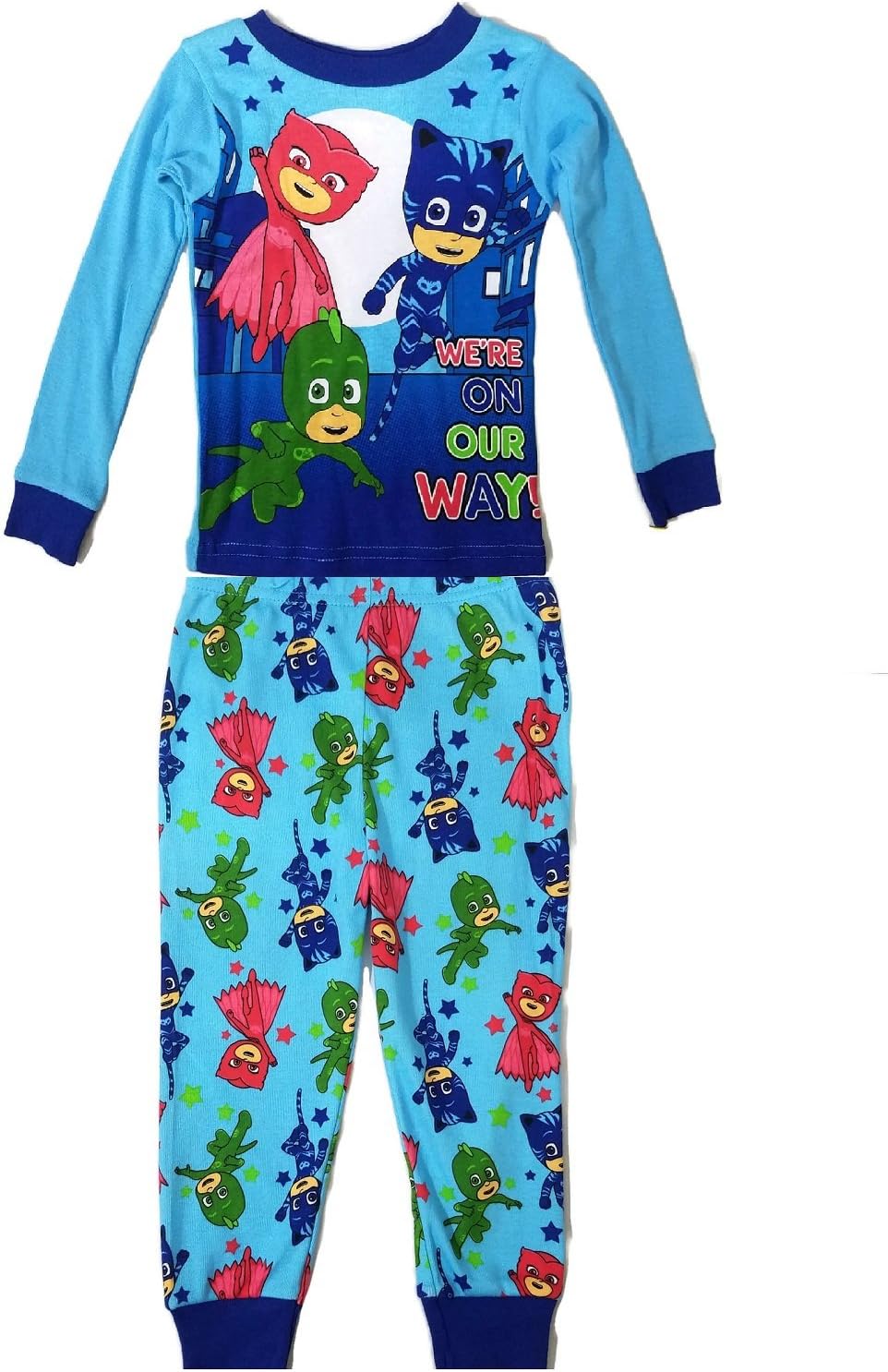 AME Sleepwear PJ Mask Boys Were On Our Way! Long Sleeve Cotton Pajamasย Tight Fit (3T)