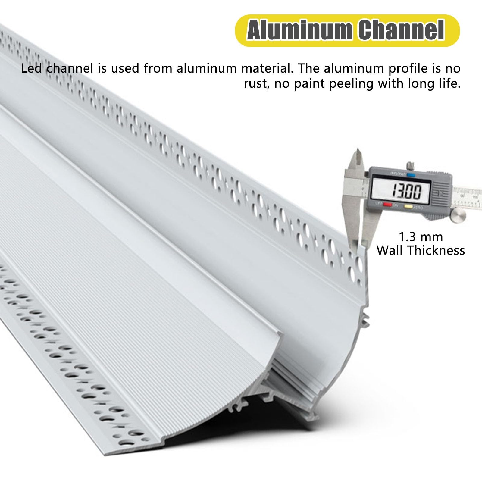 Illuminazione a LED per modanatura a corona per bordo di parete e soffitto, finiture in alluminio con canale diffusore, profilo decorativo per luce d'atmosfera