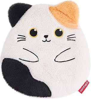 Cat Microwave Heating Pad - Hot & Cold Therapy with Natural Flaxseed Filling, Moist Heat for Cramps, Shoulder Muscle Pain Relief, Heated Stuffed Animal Plush Heat Pack with Washable Cover