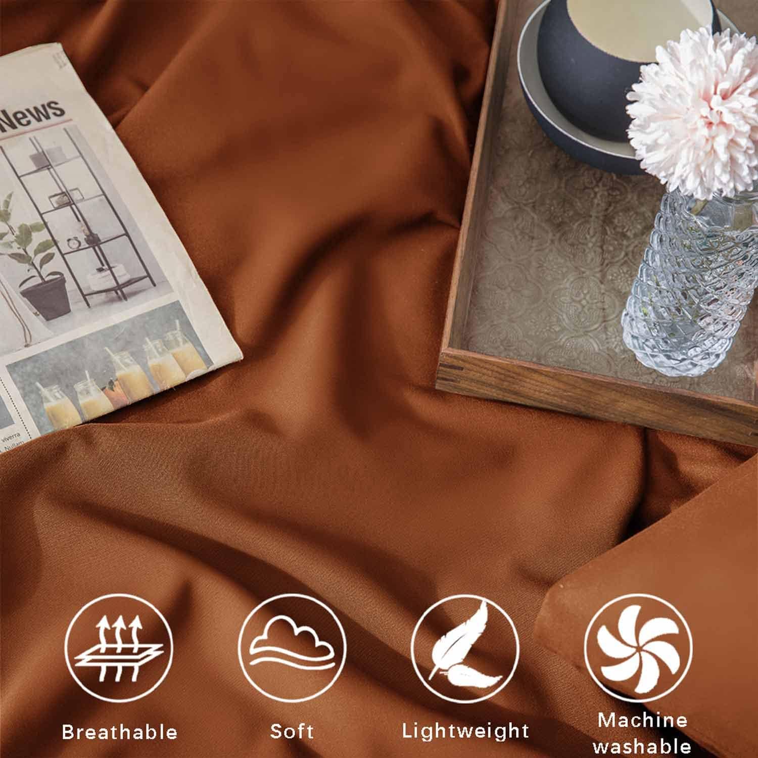 Comforter King Size Burnt Orange, 3 Piece Boho Soft Terracota Modern Bedding Set, Lightweight Caramel Rust All Season Microfiber Down Alternative Bed Comforter with 2 Pillow Shams for Women Men - Image 4