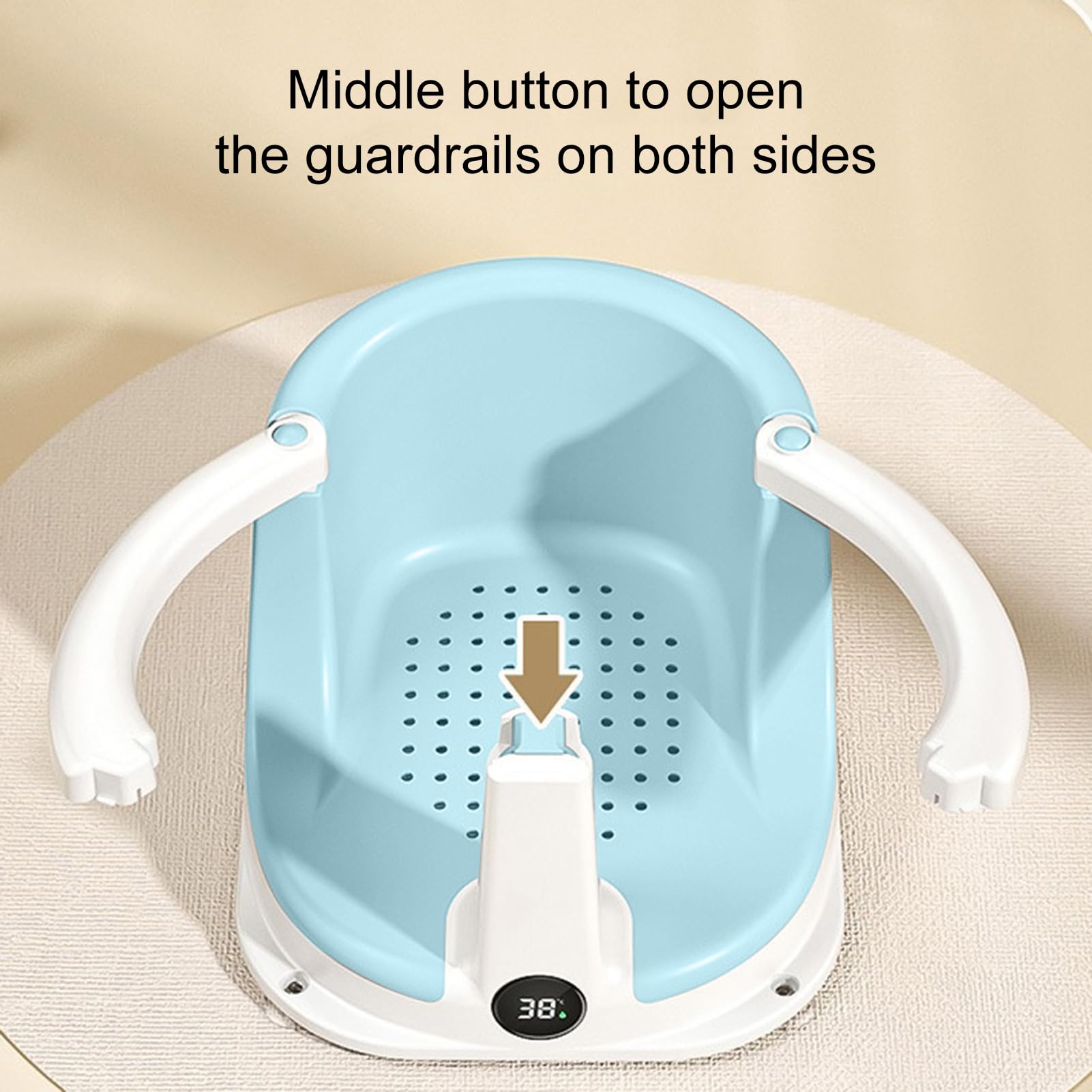 Seggiolino da bagno per bambini, sedile da bagno per bambini, sedia da bagno per neonati antiscivolo con temperatura (0-3 anni) Sensore per vasca da bagno per bambini