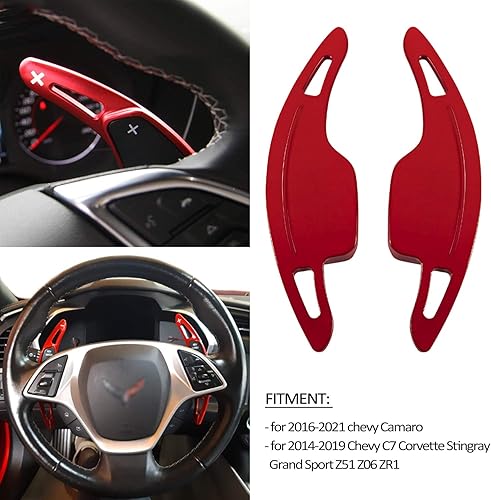 Miniatura 6 de Cubierta de aluminio para palanca de cambios para volante, accesorios interiores para Chevy C7 Corvette Grand Sport Z51 Z06 ZR1 2014-2019 (azul)