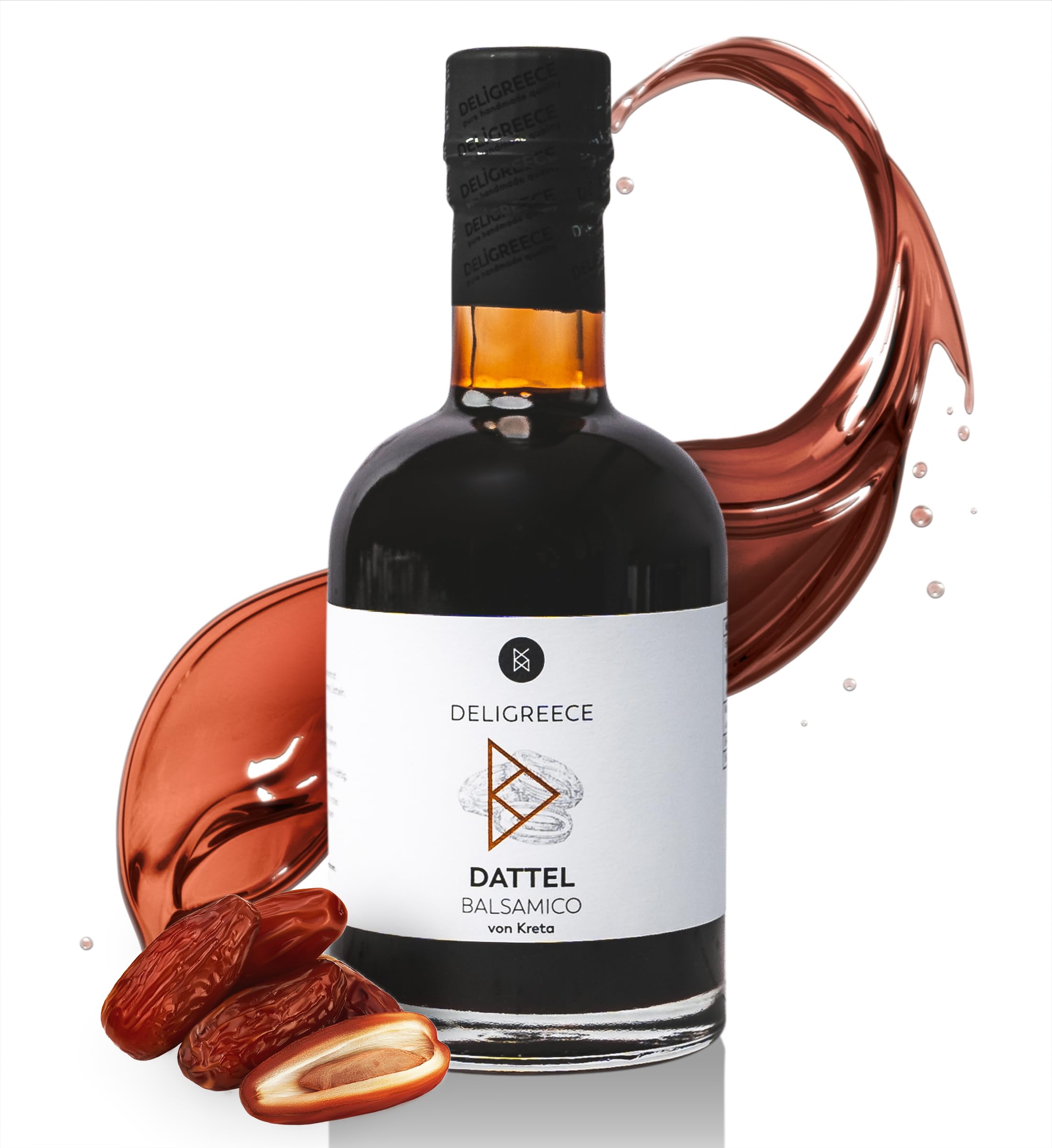 Deligreece Dattel Balsamico Essig | Traditionell hergestellter Balsamico von Kreta | Kräftig, würzig & süß zugleich mit frischen Datteln | Handgemachter Weißweinessig aus Griechenland (250ml) - 1