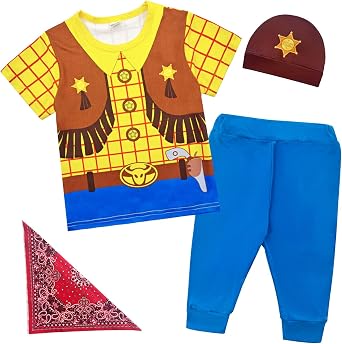 Toddler Halloween Cowboy Cosplay Clothes Costume Kids Western Cowboy Sheriff Pants Set Outfit Short Sleeve