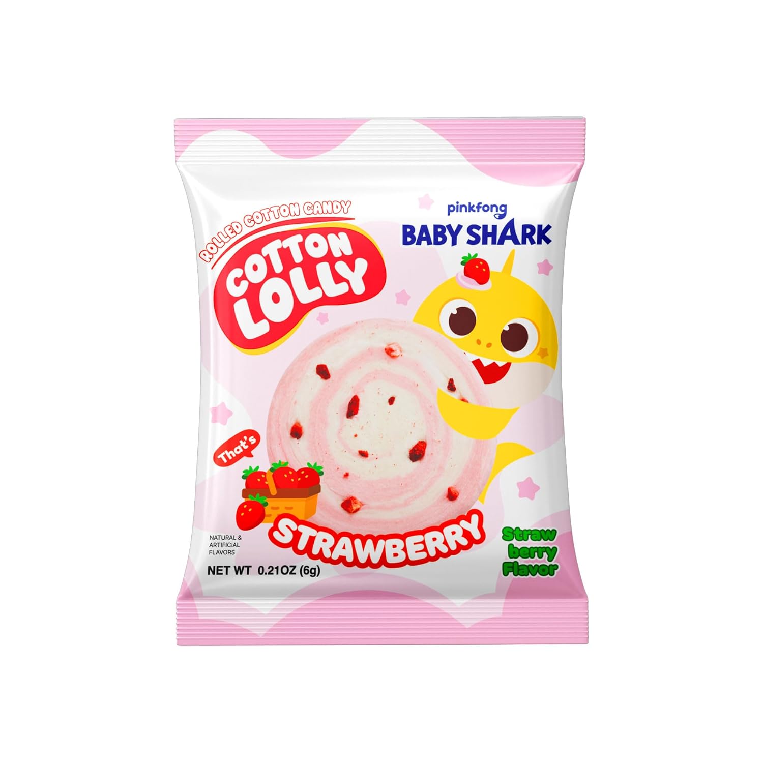 Cotton Lolly Baby Shark Strawberry 0.21oz 10 packs