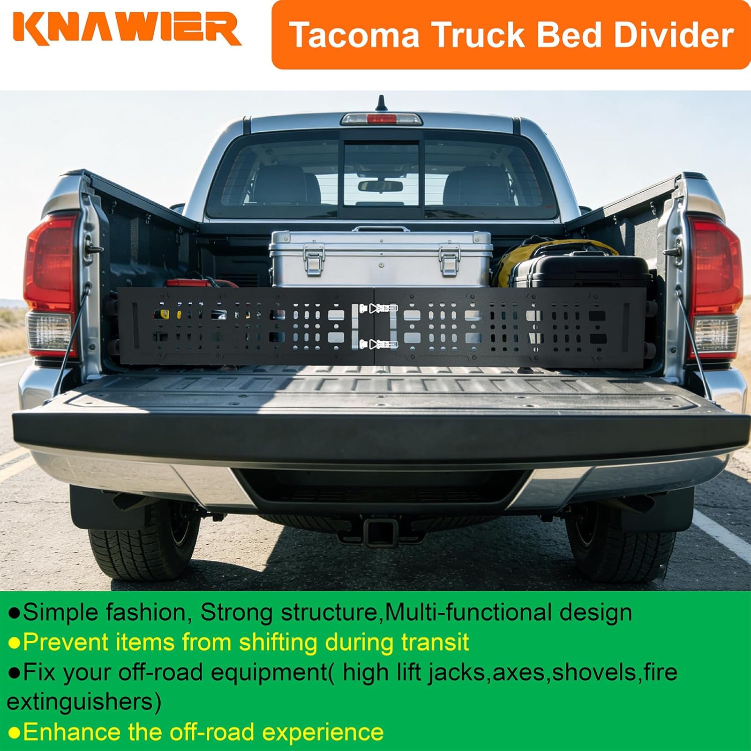 Truck Bed Cargo Divider for 2005-2023 Tacoma, Foldable Black Molle Panels,No Drilling