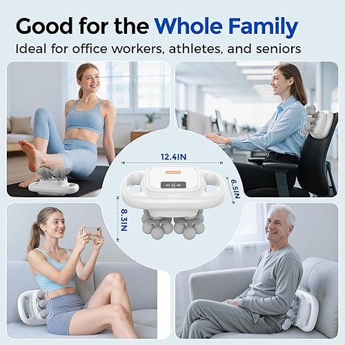 Miniatura 8 de FEIERDUN Juego de pistola de masaje de 16 cabezas, masajeador de percusión de tejido profundo con 8 modos y 50 intensidades, pistola de masaje