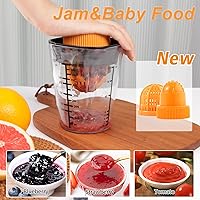 Vista 4 de Exprimidor manual, 3 en 1 multifuncional exprimidor de limón, 20 onzas de capacidad, exprimidor de cítricos, para jugo de frutas y mermelada (negro)