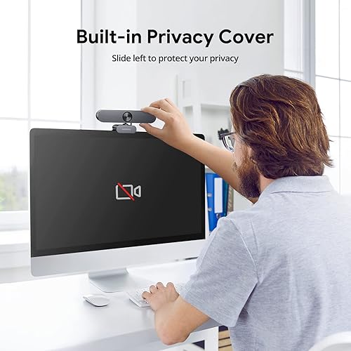 Miniatura 6 de DEPSTECH Cámara web 4K, cámara web con zoom con micrófono y control remoto, equipada con sensor Sony, zoom digital 3X, micrófonos con cancelación de