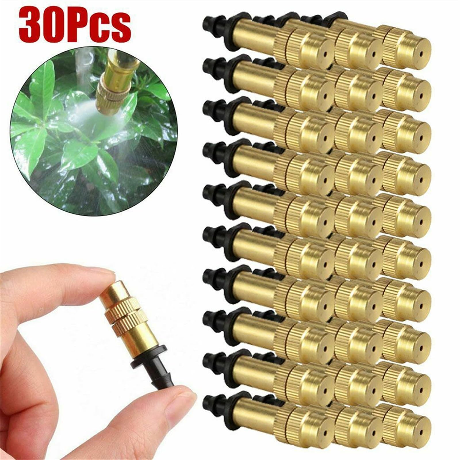 Boquillas De LatóN Para NebulizacióN Boquilla de nebulización ajustable for jardinería, rociador agua latón, enfriamiento for tubo polietileno o palanquilla 47 mm(30PCS)