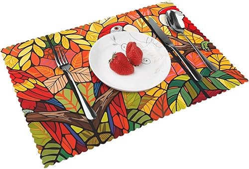 Miniatura 10 de Rectangular Placemats Set of 4, Heat Resistant Ice Cubes Printed Kitchen Dining Table Mats Ice Cubes,Black Eagle,Tractor verde,Little