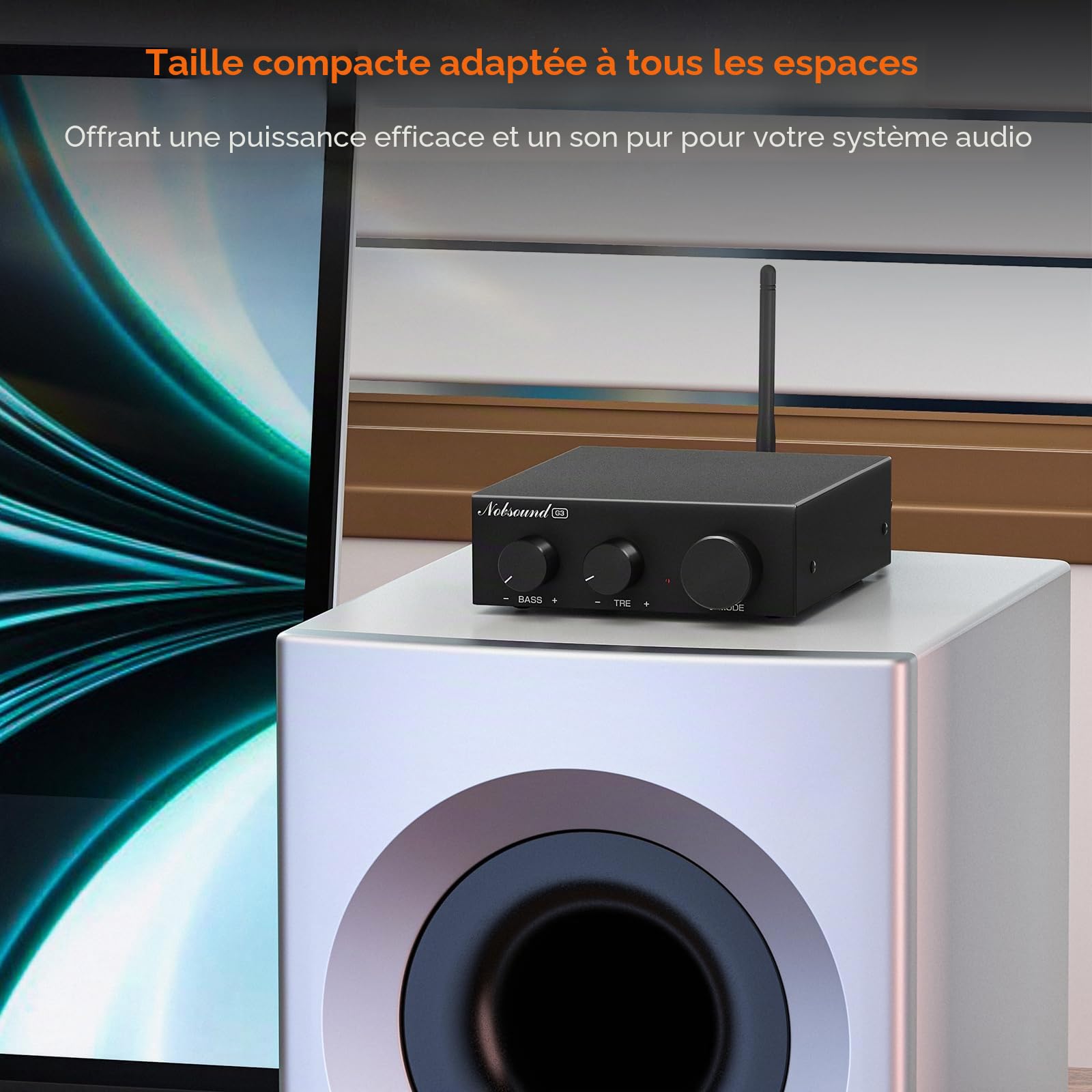 Nobsound Amplificateur stéréo Bluetooth 5.0 : mini canal audio 2.0 amplificateur intégré avec régulateur de graves aigus, pour haut-parleurs à la maison 50 W x2 TPA3116