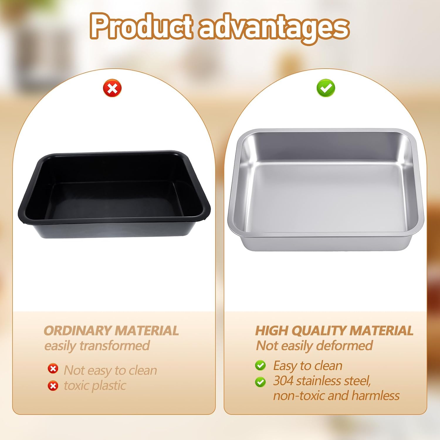 Stainless Steel Bus Tubs with Lid Commercial Tote Box 4" Deep Food Grade Meat Processing Tubs Lug Dishwashing Utility Prep Tub Table Pans, Silver(2 Pcs,8L)